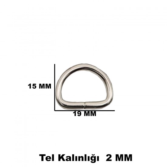 Anahtarlık Montaj Halkası D Çanta Bağlantı Halkası 19x15 MM (100 Adet)