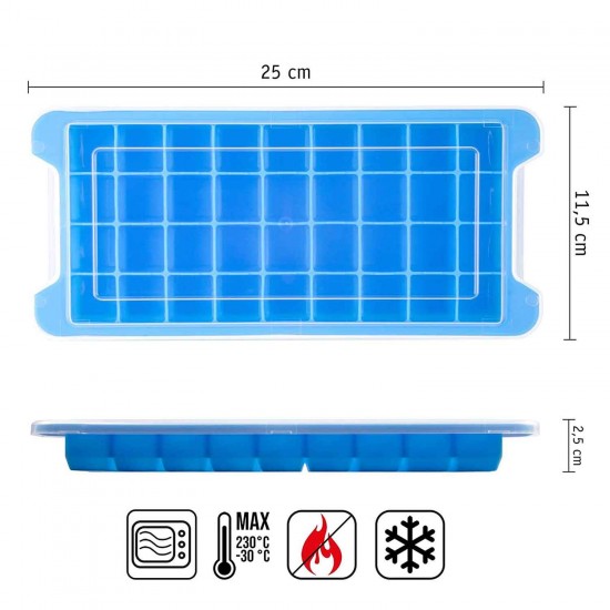 Buz Kalıbı Kapaklı  36 Lı Silikon   Kalıp 11.5X25 CM
