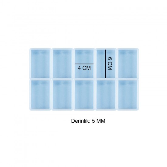 Epoksi Çoklu Silikon Kalıp Anahtarlık Kalıbı Dikdörtgen Seri Döküm Kalıbı 4X6 CM 10 Lu