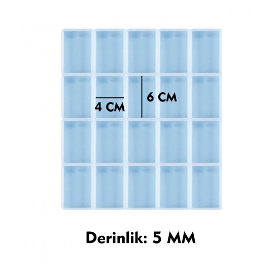 Epoksi Çoklu Silikon Kalıp Anahtarlık Kalıbı Dikdörtgen Seri Döküm Kalıbı 4X6 CM 20 Li