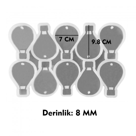 Epoksi Çoklu Silikon Kalıp Kapadokya Balonu Delikli Anahtarlık Kolye Süs Kalıbı 10 Lu