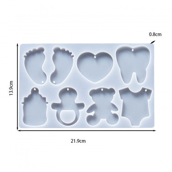 Epoksi Silikon Kalıp Bebek Anahtarlık Ayak Biberon Diş ve Emzik Delikli Kolye Küpe Kalıbı