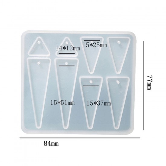 Epoksi Silikon Kalıp Çoklu Anahtarlık Geometrik Üçgen Delikli Kolye Küpe Kalıbı