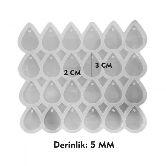 Epoksi Silikon Kalıp Çoklu Damla Kolye Anahtarlık Küpe Kalıbı 24 Lü