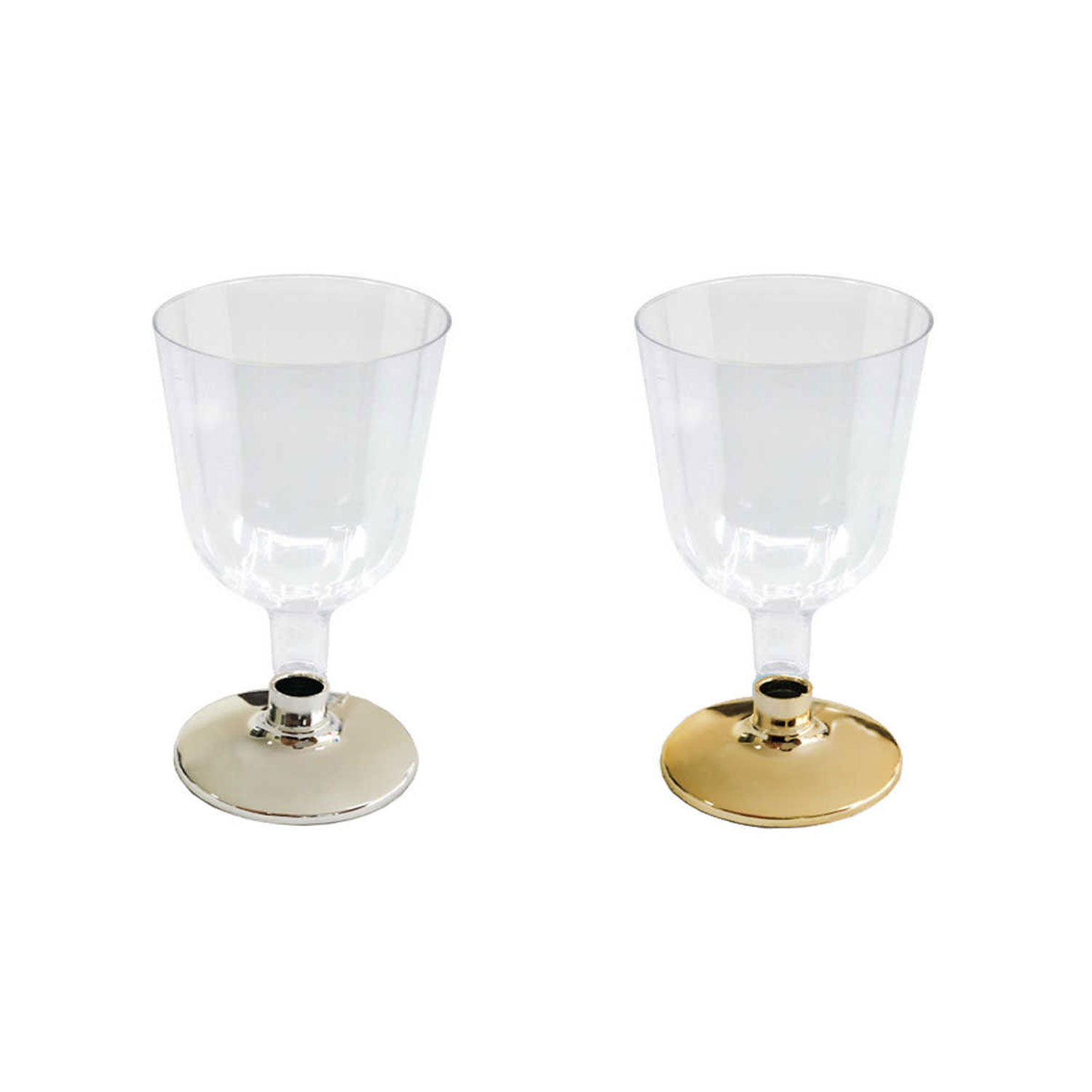 Plastik Şarap Bardağı Ayaklı Kadeh Altın/Gümüş Ayaklı (6 Adet) - 67,16 TL