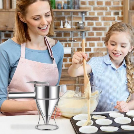 Paslanmaz Çelik Standlı El Mum Dökme ve Pasta Jöle Dağıtıcı El Hunisi